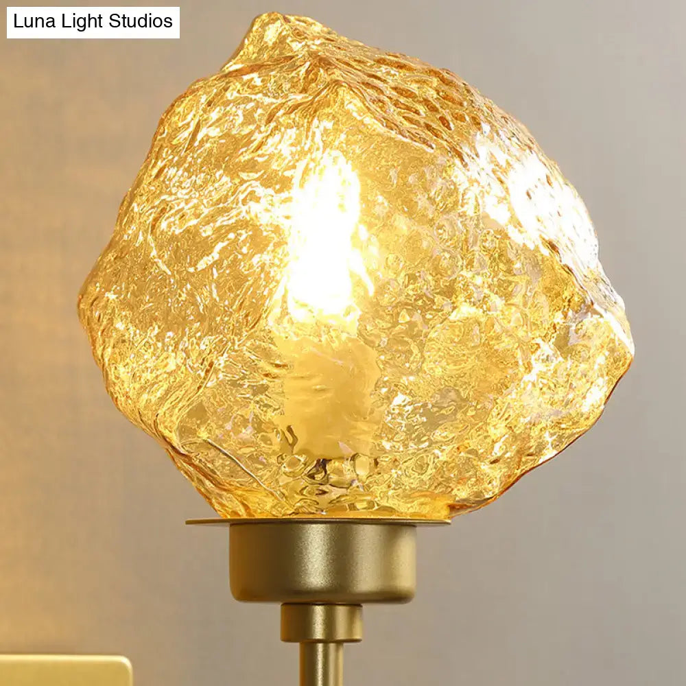 Modern gold amber smoke gray glass wall sconce living room light