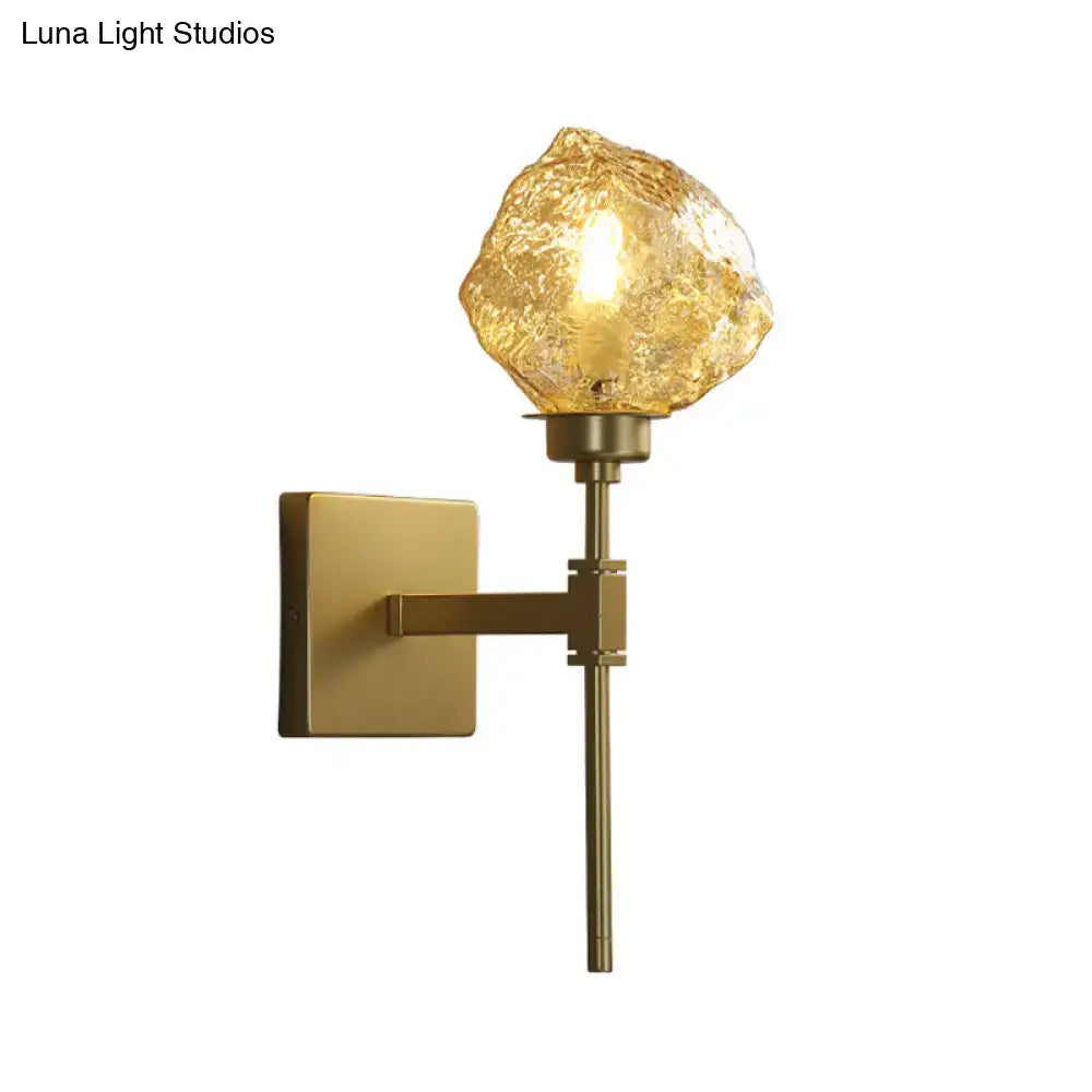 Modern gold amber smoke gray glass wall sconce living room light