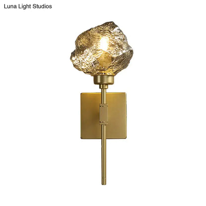 Modern gold amber smoke gray glass wall sconce living room light