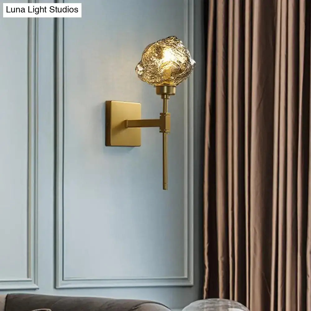 Modern gold amber smoke gray glass wall sconce living room light