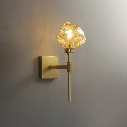 Modern gold amber smoke gray glass wall sconce living room light
