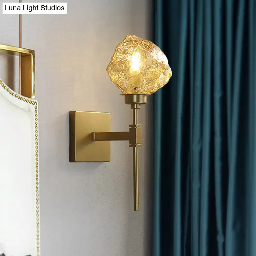 Modern gold amber smoke gray glass wall sconce living room light