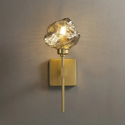 Modern gold amber smoke gray glass wall sconce living room light