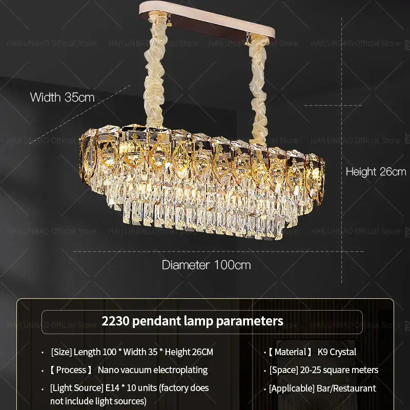 Modern gold and amber crystal chandelier dining room light