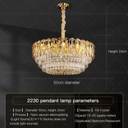 Modern gold and amber crystal chandelier dining room light