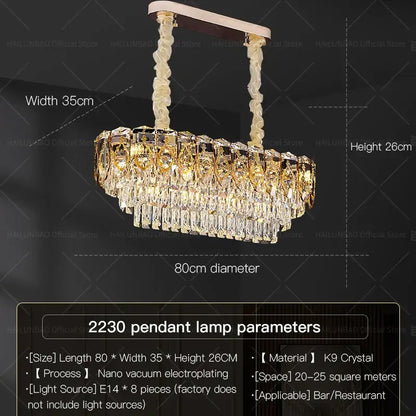 Modern gold and amber crystal chandelier dining room light
