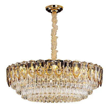 Modern gold and amber crystal chandelier dining room light