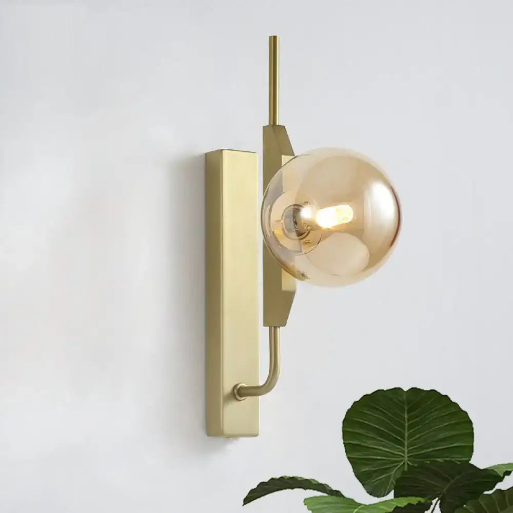 Modern gold and amber glass orb wall light fixture – bedroom 110v-120v