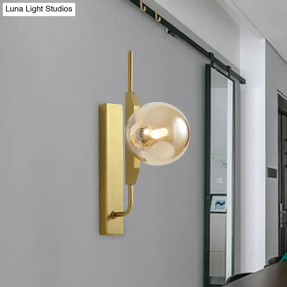 Modern gold and amber glass orb wall light fixture – bedroom 110v-120v