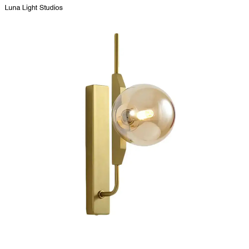 Modern gold and amber glass orb wall light fixture – bedroom 110v-120v