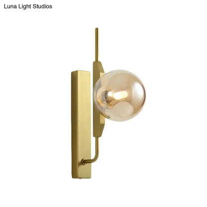 Modern gold and amber glass orb wall light fixture – bedroom 110v-120v