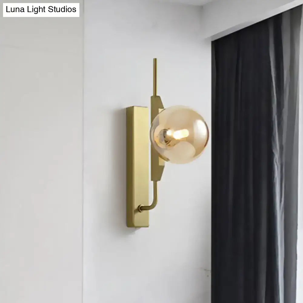 Modern gold and amber glass orb wall light fixture – bedroom 110v-120v