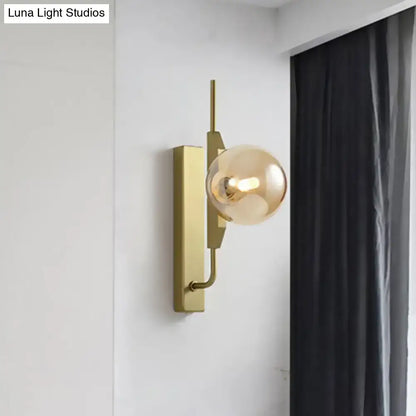 Modern gold and amber glass orb wall light fixture – bedroom 110v-120v