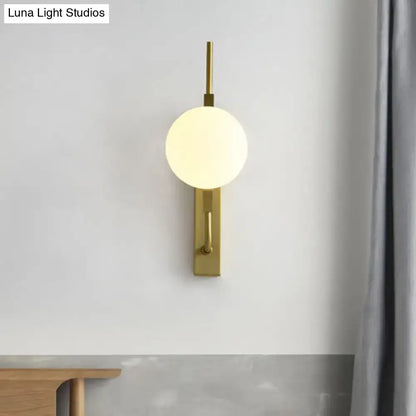 Modern gold and amber glass orb wall light fixture – bedroom 110v-120v
