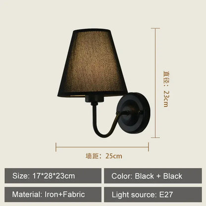 Modern gold and beige cloth led wall lamp bedroom sconce