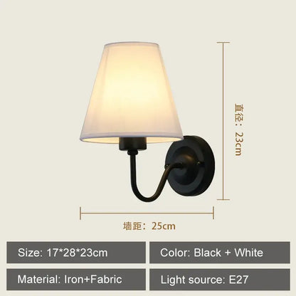 Modern gold and beige cloth led wall lamp bedroom sconce