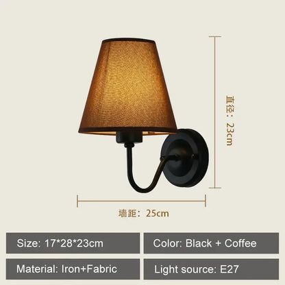 Modern gold and beige cloth led wall lamp bedroom sconce