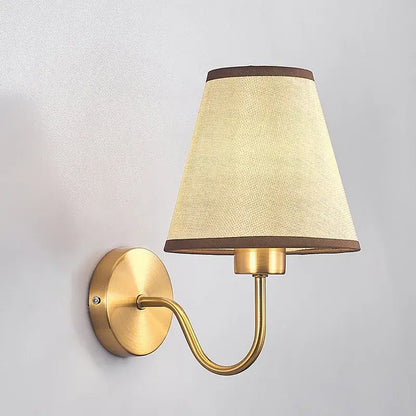 Modern gold and beige cloth led wall lamp bedroom sconce