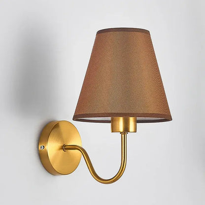 Modern gold and beige cloth led wall lamp bedroom sconce