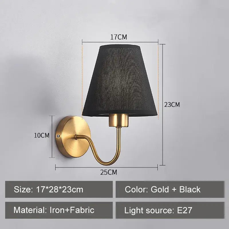 Modern gold and beige cloth led wall lamp bedroom sconce