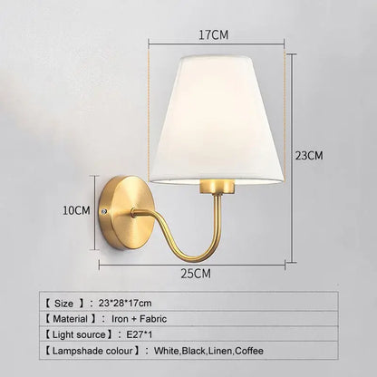 Modern gold and beige cloth led wall lamp bedroom sconce