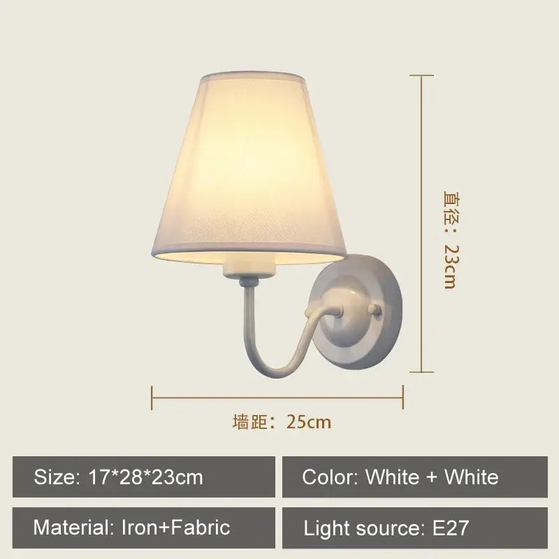 Modern gold and beige cloth led wall lamp bedroom sconce
