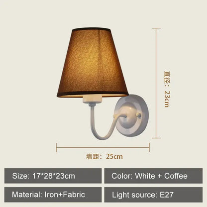Modern gold and beige cloth led wall lamp bedroom sconce
