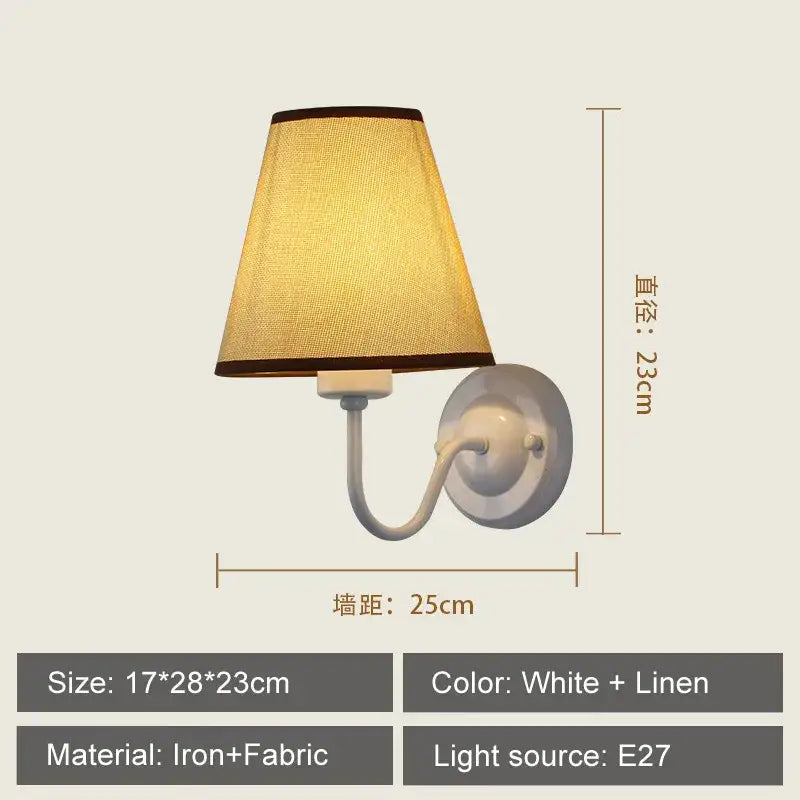 Modern gold and beige cloth led wall lamp bedroom sconce