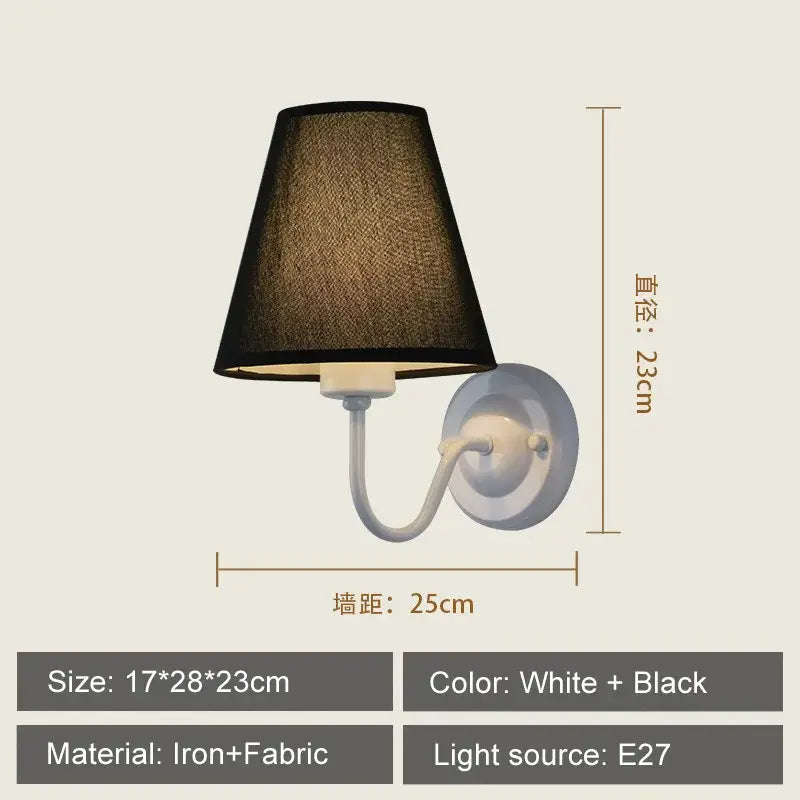 Modern gold and beige cloth led wall lamp bedroom sconce