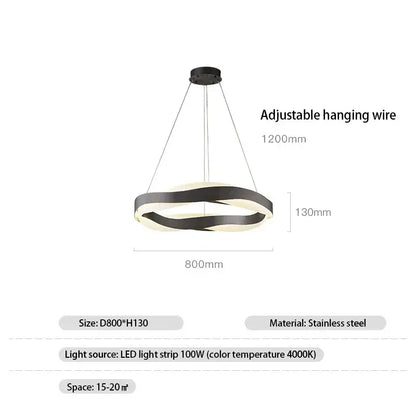 Modern gold and black circle chandelier dining room pendant light