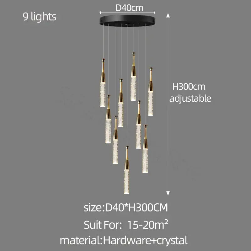 Modern gold and black crystal chandelier living room light