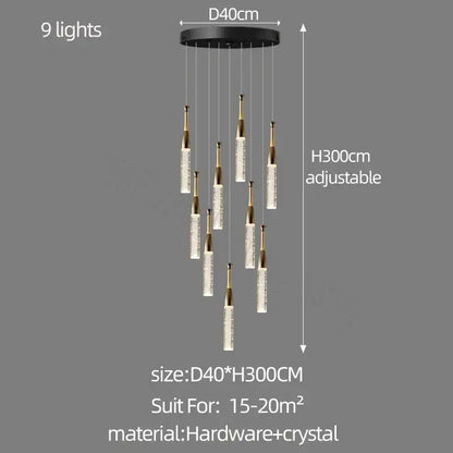Modern gold and black crystal chandelier living room light