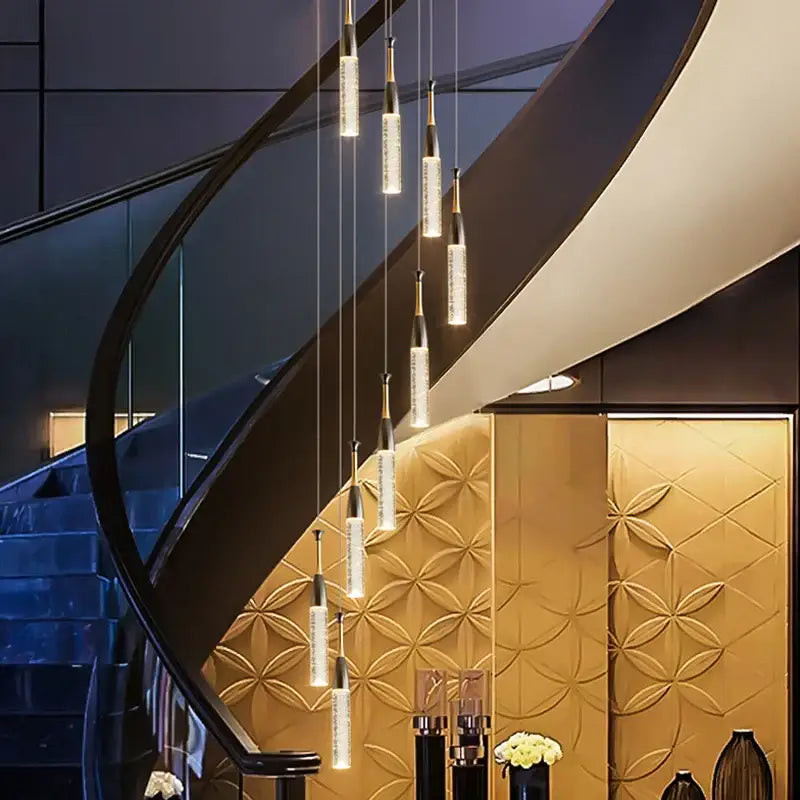 Modern gold and black crystal chandelier living room light