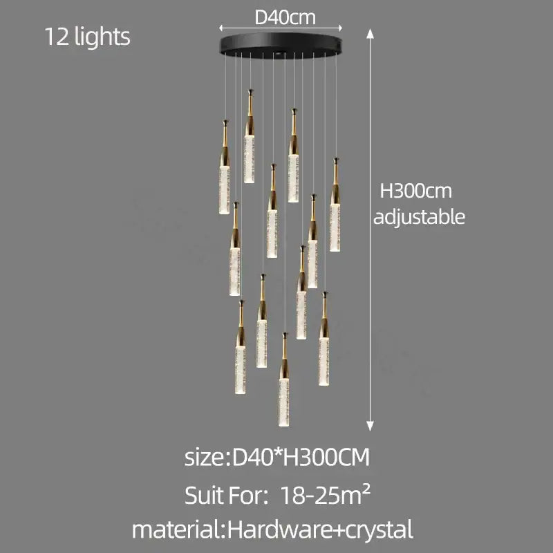 Modern gold and black crystal chandelier living room light