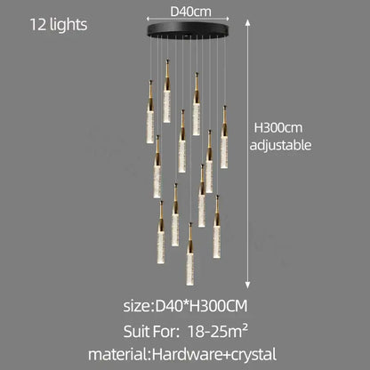 Modern gold and black crystal chandelier living room light