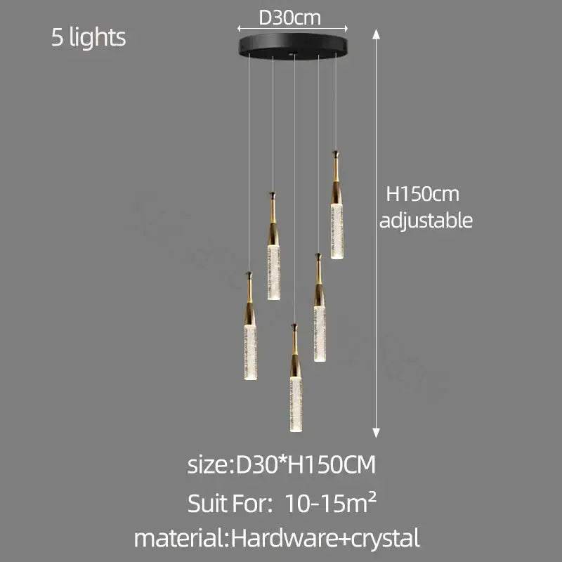 Modern gold and black crystal chandelier living room light