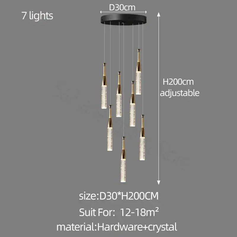 Modern gold and black crystal chandelier living room light