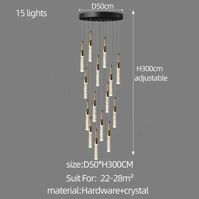 Modern gold and black crystal chandelier living room light
