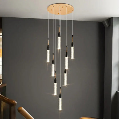 Modern gold and black crystal chandelier living room light