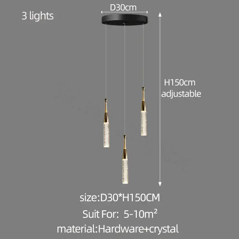 Modern gold and black crystal chandelier living room light