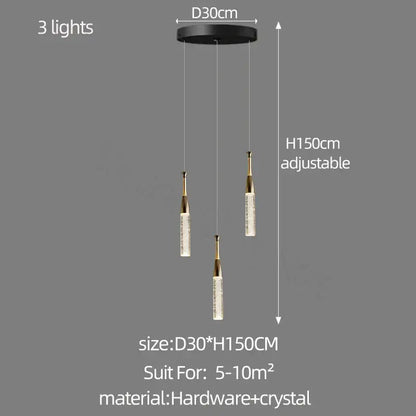 Modern gold and black crystal chandelier living room light
