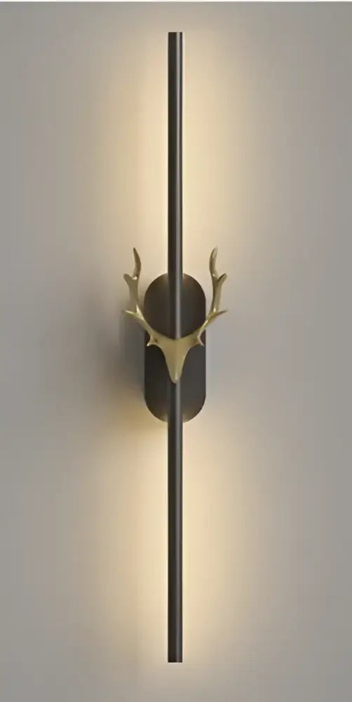 Modern gold and black deer horn led wall lamp bedroom sconce