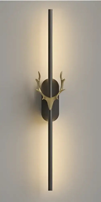 Modern gold and black deer horn led wall lamp bedroom sconce