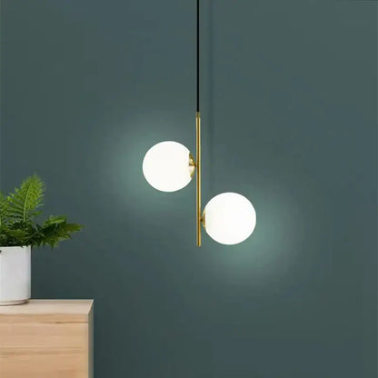 Modern gold and black glass ball led pendant light bedroom hanging lamp