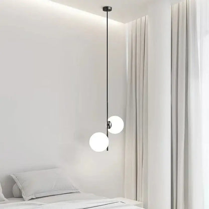 Modern gold and black glass ball led pendant light bedroom hanging lamp