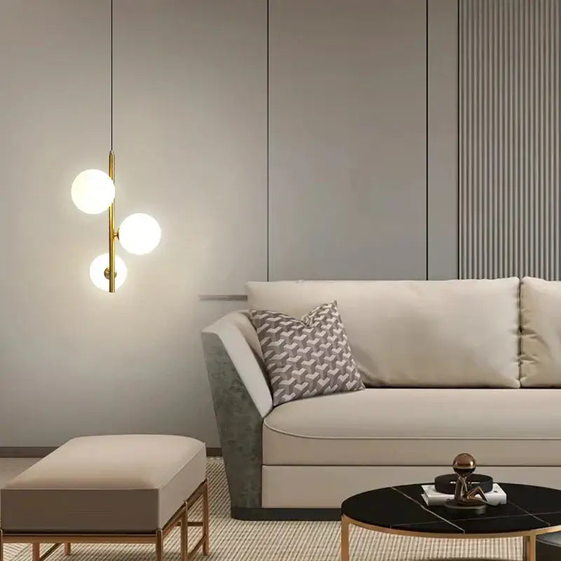 Modern gold and black glass ball led pendant light bedroom hanging lamp