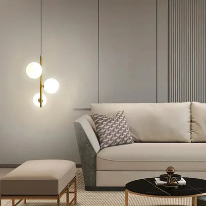 Modern gold and black glass ball led pendant light bedroom hanging lamp
