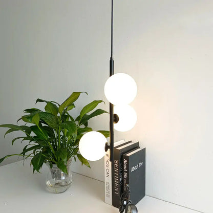 Modern gold and black glass ball led pendant light bedroom hanging lamp