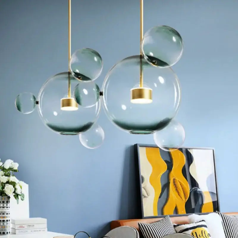 Modern gold and black glass chandelier living room pendant light