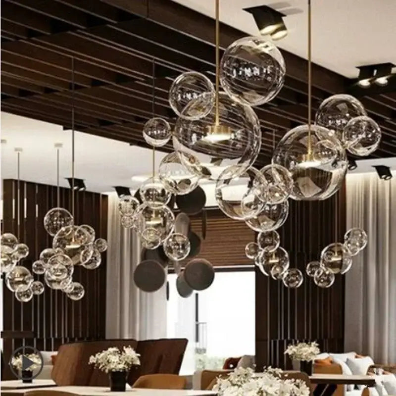 Modern gold and black glass chandelier living room pendant light